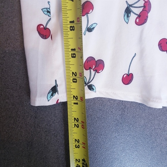 Shein White Cherry Print Short Sleeve Blouse Top - Picture 7 of 7